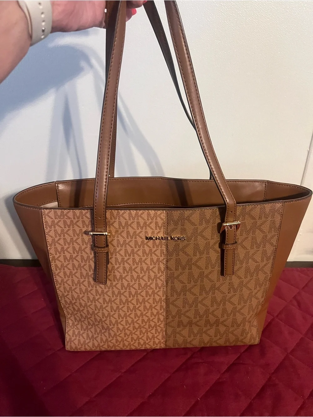 Michael Kors Brown MK Logo Shoulder Tote
